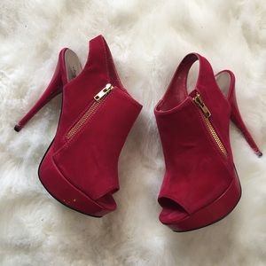 Charlotte Russe Pink Faux Suede Platform Heels